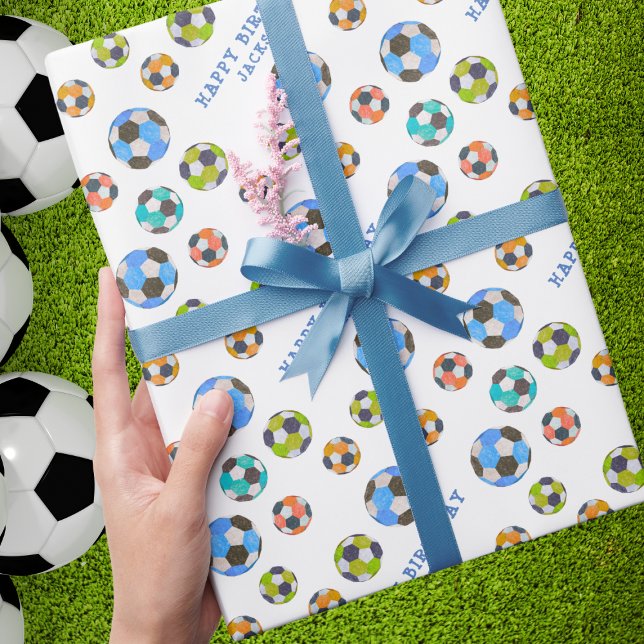Papier Cadeau Joyeux Anniversaire Ajoutez Votre Nom Boules De Fo (Créateur téléchargé)