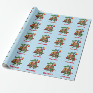 Papier Cadeau Joyeux anniversaire Alligator Superhero fête d'ann