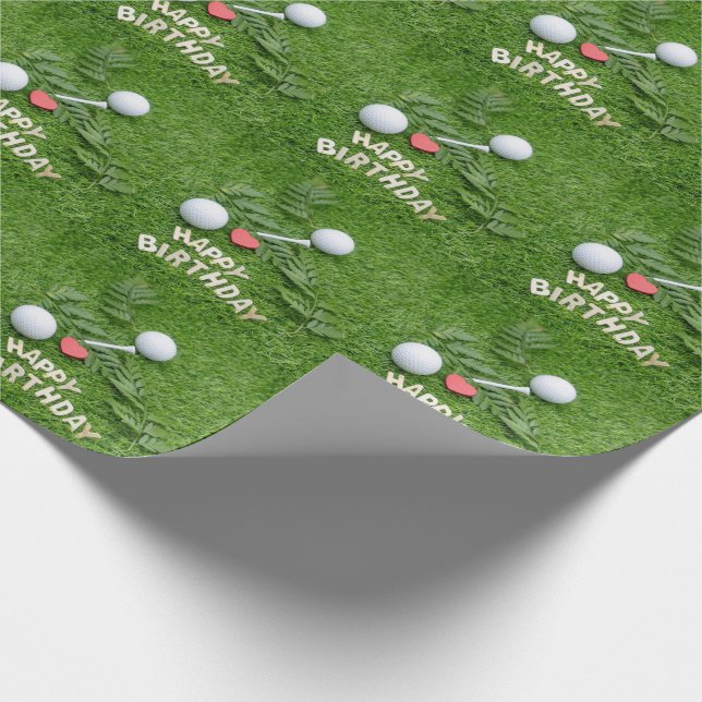 Papier Cadeau Joyeux anniversaire au golfeur avec amour et balle (Coin)