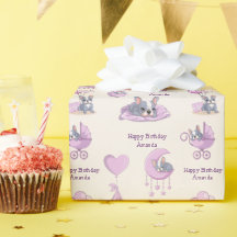 Joyeux Anniversaire Bébé Fille Rose Mignon Bouledo