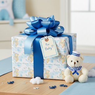 Papier Cadeau Joyeux anniversaire bébé ours marin mignon