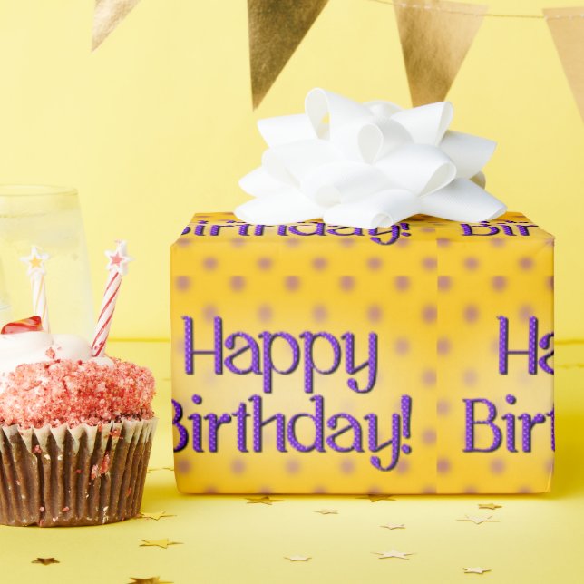 Papier Cadeau Joyeux Anniversaire Bleu Polka Point Texte Bkgrd J (Fête d'anniversaire)