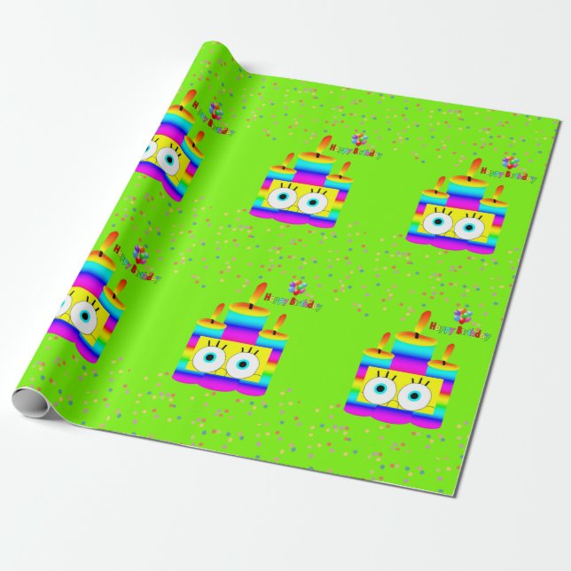 Papier Cadeau Joyeux Anniversaire Bougies en papier Confetti (Déroulé)