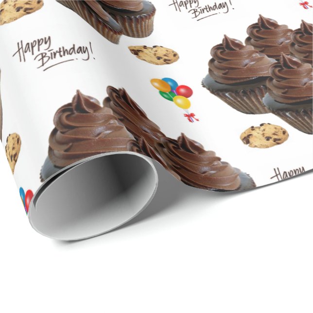 Papier Cadeau Joyeux Anniversaire Cadeau Enveloppement Papier Ch (Coin rond)