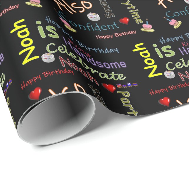 Papier Cadeau Joyeux Anniversaire Cadeau Papier Noah (Coin rond)