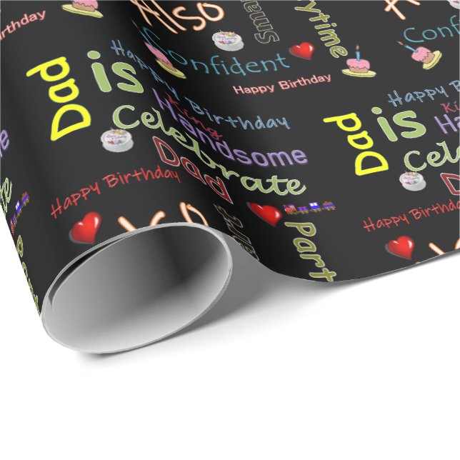 Papier Cadeau Joyeux Anniversaire Cadeau Papier Papier Papa (Coin rond)