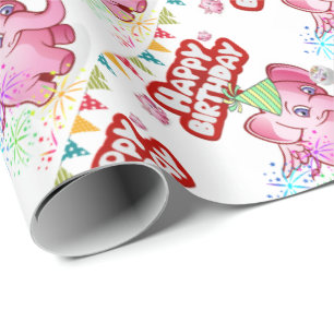 Papier Cadeau Joyeux Anniversaire Cadeau Papier Papier Pig Rose