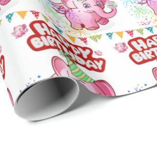 Papier Cadeau Joyeux Anniversaire Cadeau Papier Papier Pig Rose