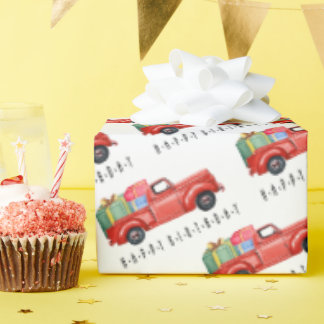 Papier Cadeau Joyeux Anniversaire Camion Rouge Et Papier D'Embal