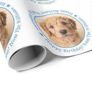 Papier Cadeau Joyeux Anniversaire Chien avec Photo Personnalisée