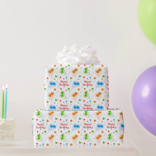 Papier Cadeau Joyeux Anniversaire Coeurs colorés