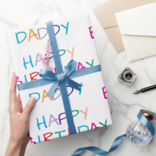 Papier Cadeau Joyeux Anniversaire coloré Papa - Fun & Bold Lettr