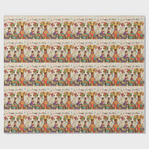 Papier Cadeau Joyeux Anniversaire ! Conception de chiot artistiq