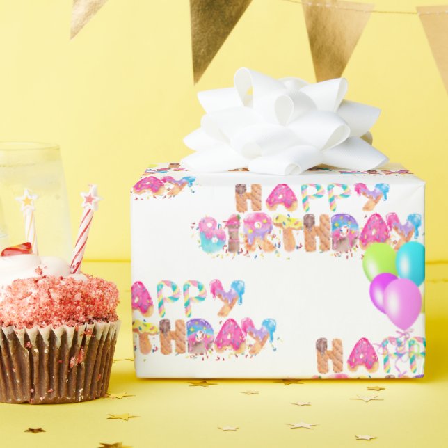 Papier Cadeau Joyeux Anniversaire Crème de glace Traitements (Fête d'anniversaire)