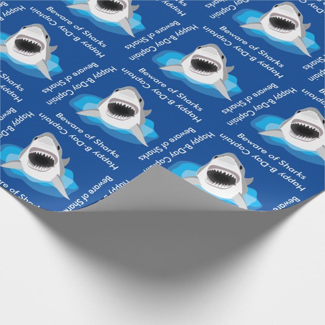 Papier Cadeau Joyeux anniversaire Custom Shark Jaws Drôle (Coin)