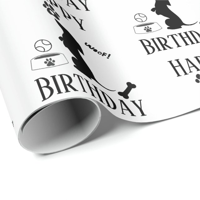 Papier Cadeau Joyeux Anniversaire Dachshund papier d'enveloppeme (Coin rond)