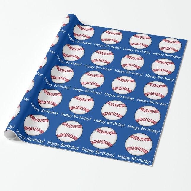 Papier Cadeau Joyeux anniversaire de base-ball (Déroulé)