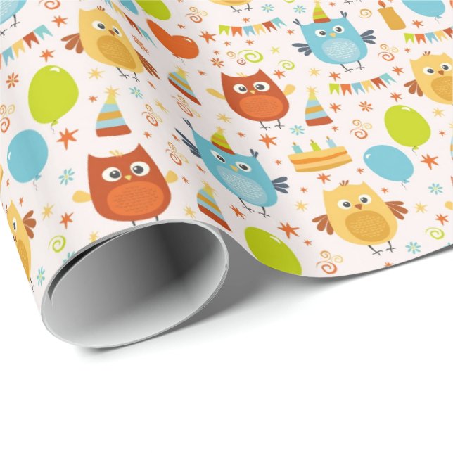 Papier Cadeau Joyeux anniversaire de Hoot (Coin rond)