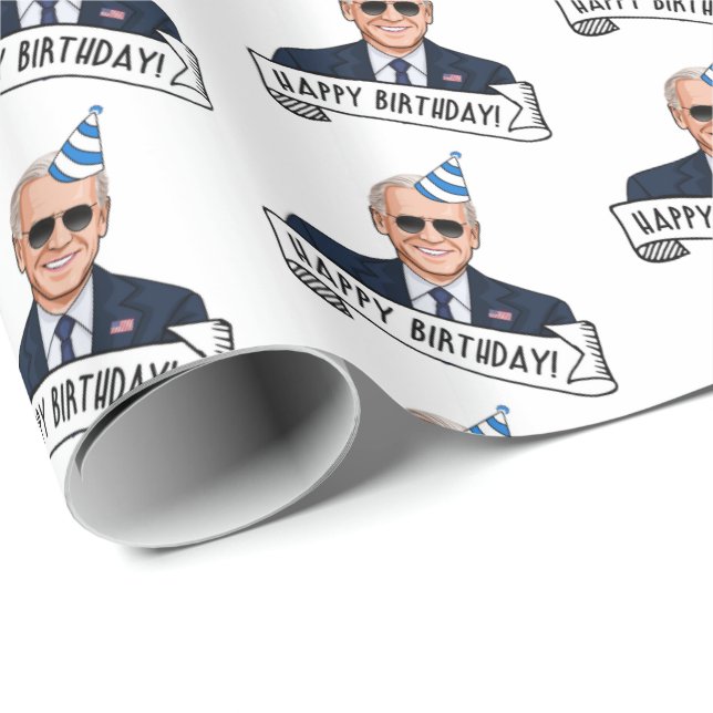 Papier Cadeau Joyeux Anniversaire De Joe Biden (Coin rond)