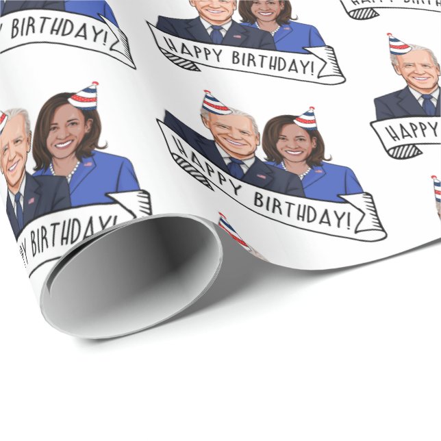 Papier Cadeau Joyeux anniversaire de Joe et Kamala (Coin rond)