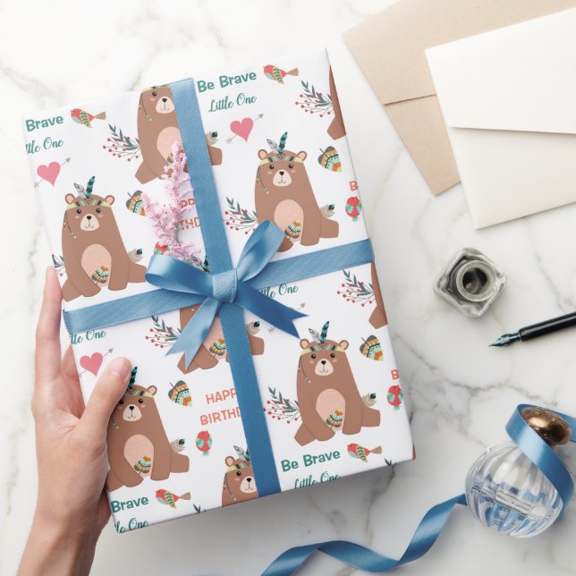 Papier Cadeau Joyeux anniversaire de l'ours tribal (Cadeaux)