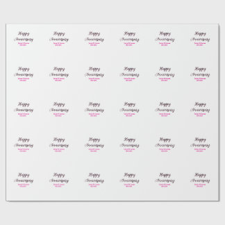 Papier Cadeau Joyeux anniversaire de mariage nom date année simp