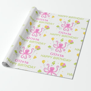 Papier Cadeau Joyeux anniversaire de poulpe