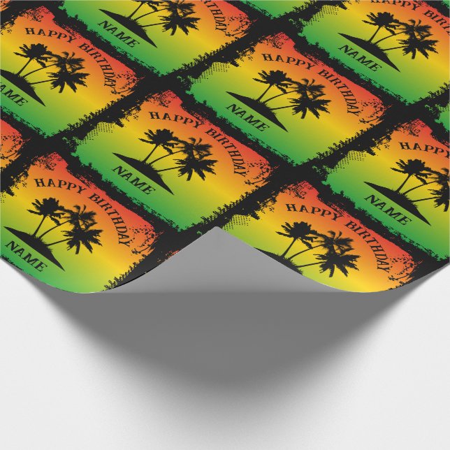 Papier Cadeau Joyeux anniversaire du Rastafarian jamaïcain (Coin)