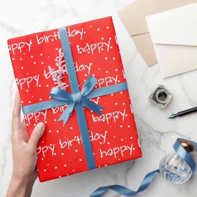 Papier Cadeau Joyeux anniversaire en Pois (Cadeaux)