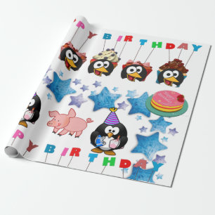 Papier Cadeau Joyeux Anniversaire Enveloppement Papier Cochons d