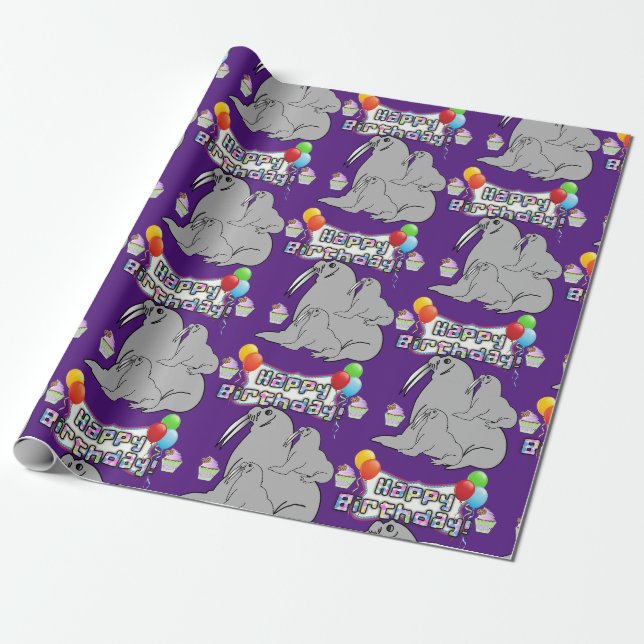 Papier Cadeau Joyeux Anniversaire Enveloppement Papier Seal Cupc (Déroulé)