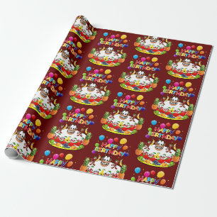 Papier Cadeau Joyeux Anniversaire Envelopper les singes en papie