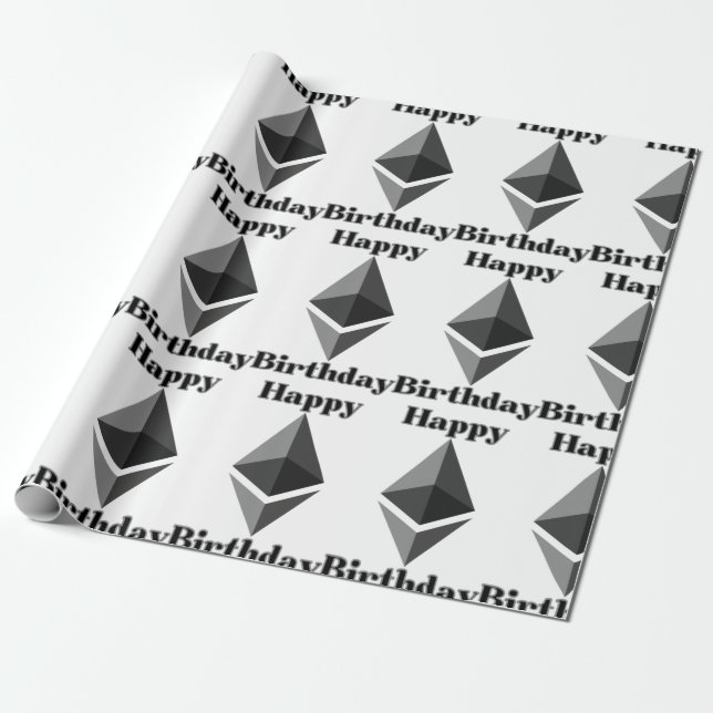 Papier Cadeau Joyeux Anniversaire Ethereum papier d'enveloppemen (Déroulé)
