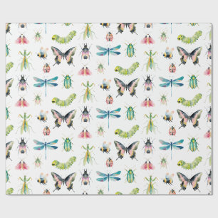 Papier Cadeau Joyeux Anniversaire Fille avec Insectes et Bugs Mi