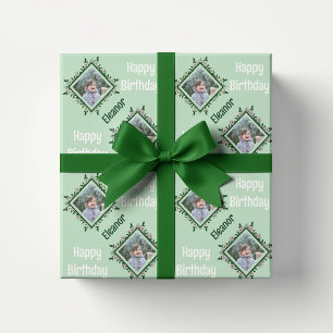 Papier Cadeau Joyeux anniversaire Floral Photo Cadre