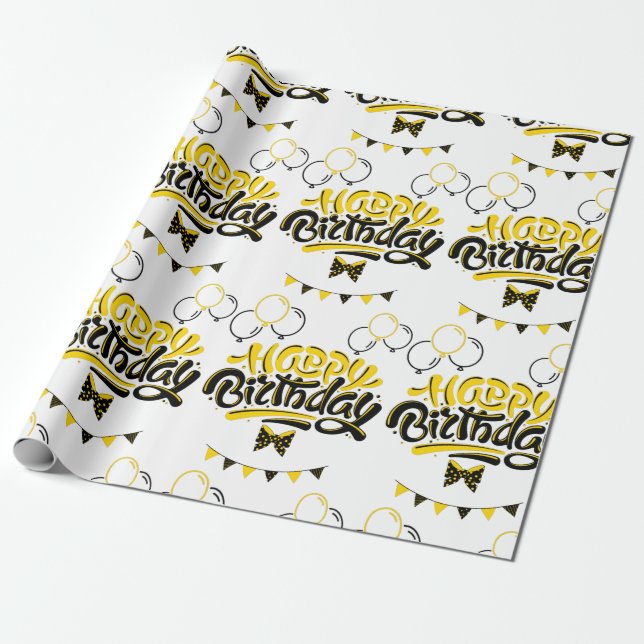 Papier Cadeau Joyeux Anniversaire Fun Wrapping Papier (Déroulé)