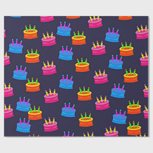 Papier Cadeau Joyeux anniversaire, gâteau aux bougies,