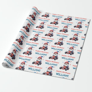 Papier Cadeau Joyeux Anniversaire Gnome de Course Patriotique