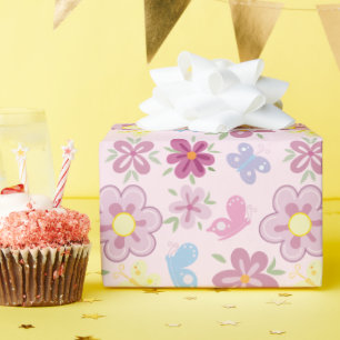 Papier Cadeau Joyeux Anniversaire Jardin de Fleurs Sauvages Moti