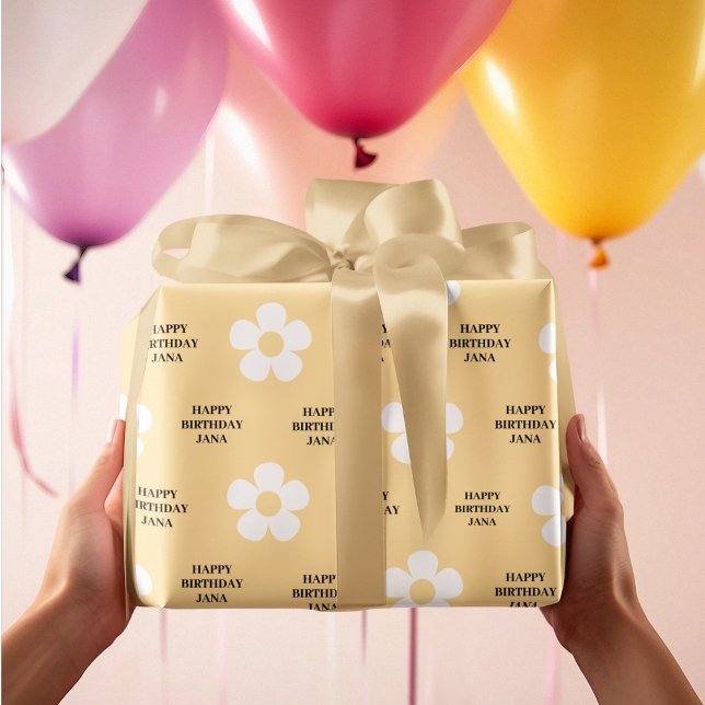 Papier Cadeau Joyeux Anniversaire Jaune (Créateur téléchargé)