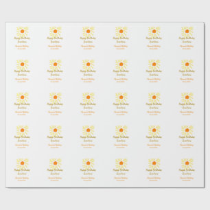Papier Cadeau Joyeux anniversaire jaune soleil orange anniversai