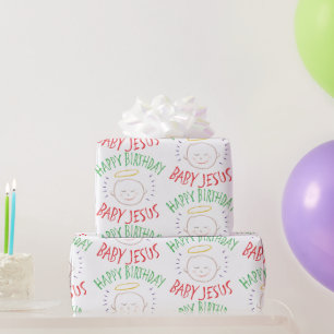 Papier Cadeau Joyeux Anniversaire Jésus Christian couleur de Noë