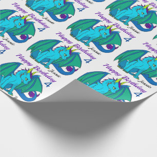 Papier Cadeau Joyeux anniversaire Little Dragon Boy's Girl's Cus