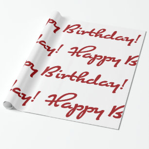 Papier Cadeau Joyeux anniversaire ! Manuscrit décontracté rouge