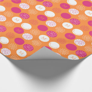 Papier Cadeau Joyeux anniversaire Monogramme rose orange envelop