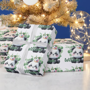 Papier Cadeau Joyeux Anniversaire Motif de Végétation à l'Aquare