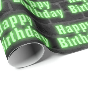 Papier Cadeau Joyeux anniversaire Neon sur brique