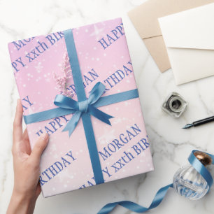 Papier Cadeau Joyeux Anniversaire, N'Importe Quel Âge, Nom, Étoi