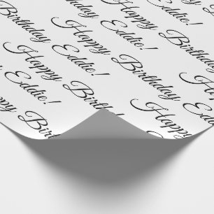 Papier Cadeau Joyeux Anniversaire Nom Noir Blanc Personnaliser