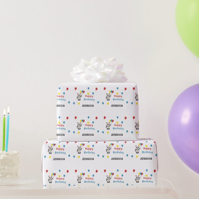 Papier Cadeau Joyeux anniversaire Panda ours blanc (Cadeaux de fête)
